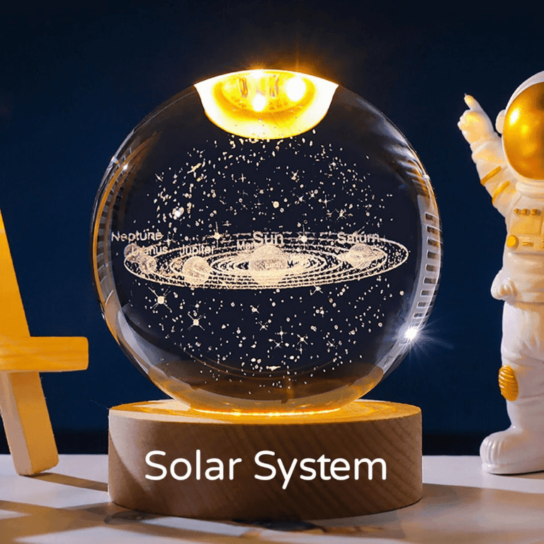 3D Crystal Ball-Solar System With Stars (7 Color Base)