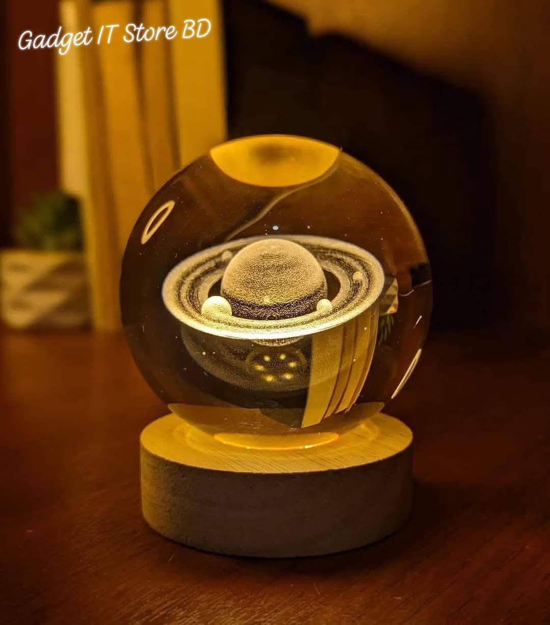 3D Crystal Ball – Saturn (7 Color Base)