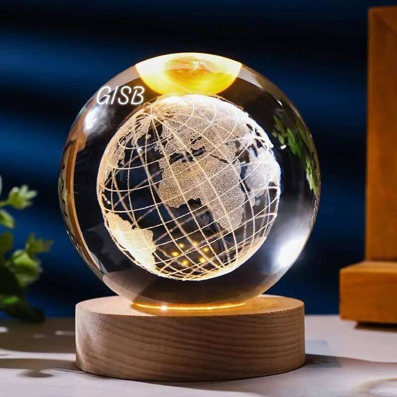 3D Crystal Ball – Globe (7 Color Base)
