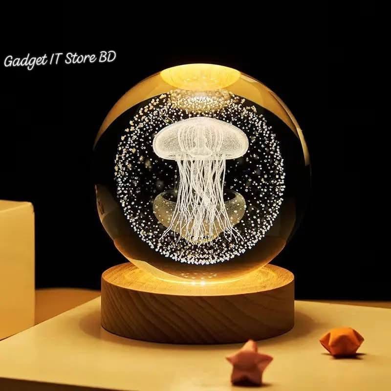 3D Crystal Ball – Jellyfish (7 Color Base)