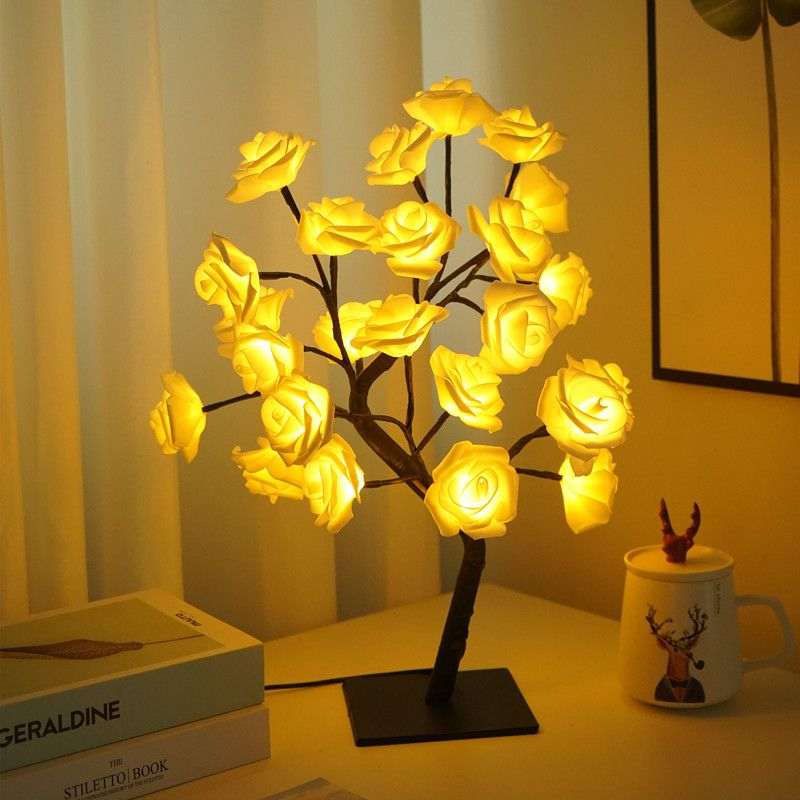 TERGAYEE Tabletop Bonsai Tree,LED Rose Flower Tree,Table Rose Tree Lights Girls Gift for Mom Birthday Wedding Christmas Valentine's Day Party Decor